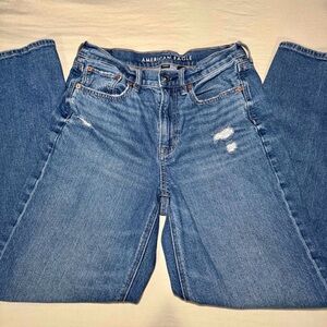 American Eagle Outfitters Women's Medium Blue Straight-Leg Jeans